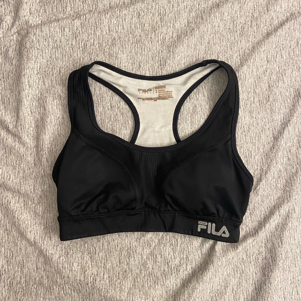 black fila running racerback sports bra